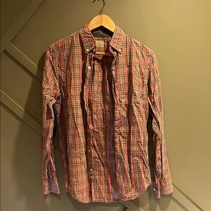 J. Crew Pink and Green Plaid Shirt